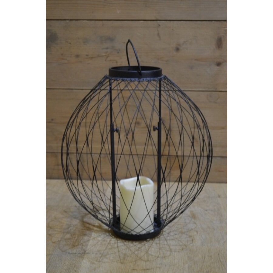 Lights4fun metalen draadlantaarn met LED-kaars-1