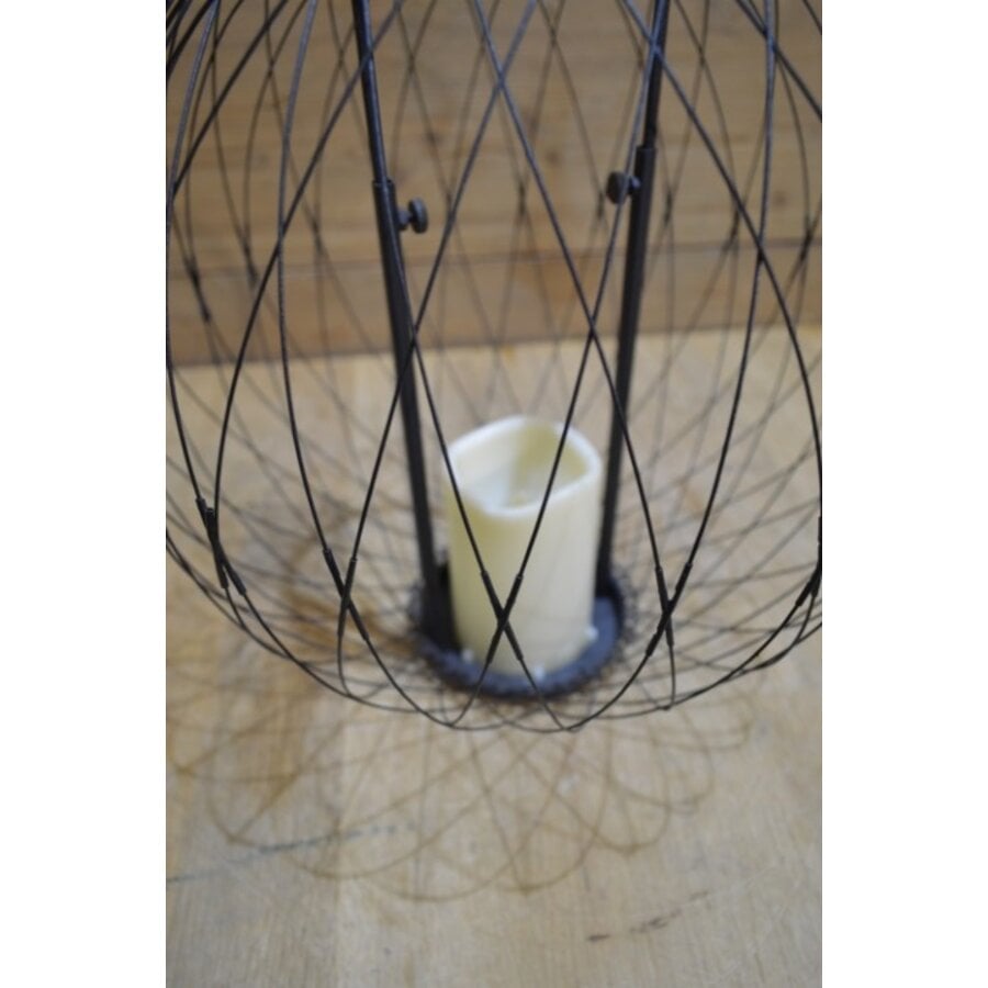 Lights4fun metalen draadlantaarn met LED-kaars-2