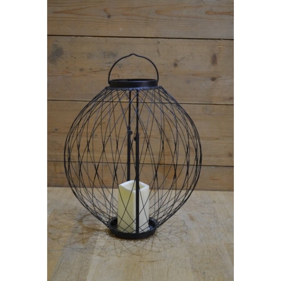 Lights4fun metalen draadlantaarn met LED-kaars-3