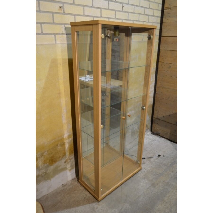 Vitrinekast eiken look met verlichting-1