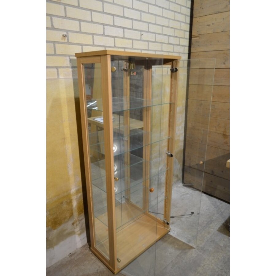 Vitrinekast eiken look met verlichting-2