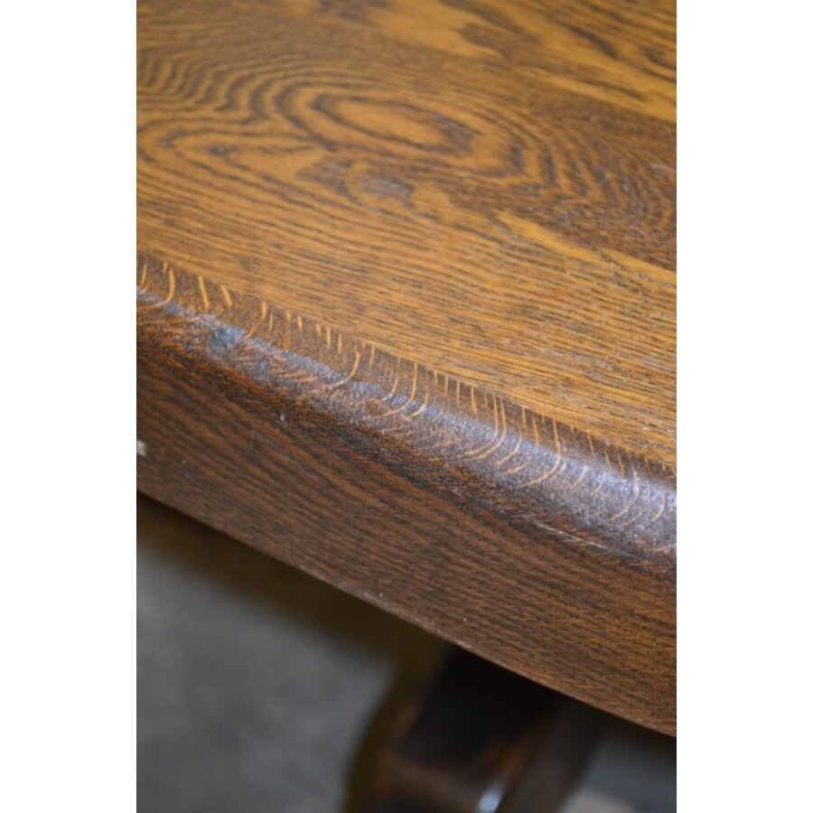 Donkere massief eiken ovale eettafel-6