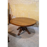 thumb-Donkere massief eiken ovale eettafel-1