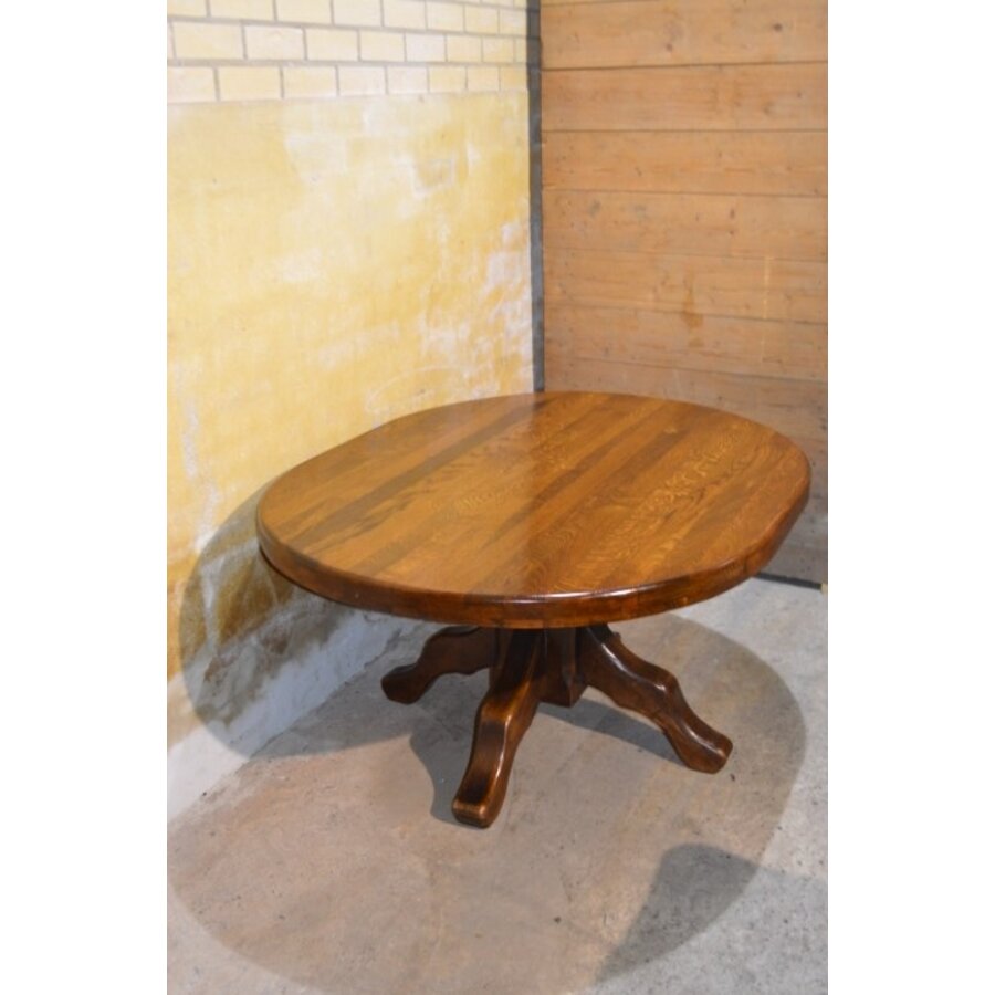 Donkere massief eiken ovale eettafel-2