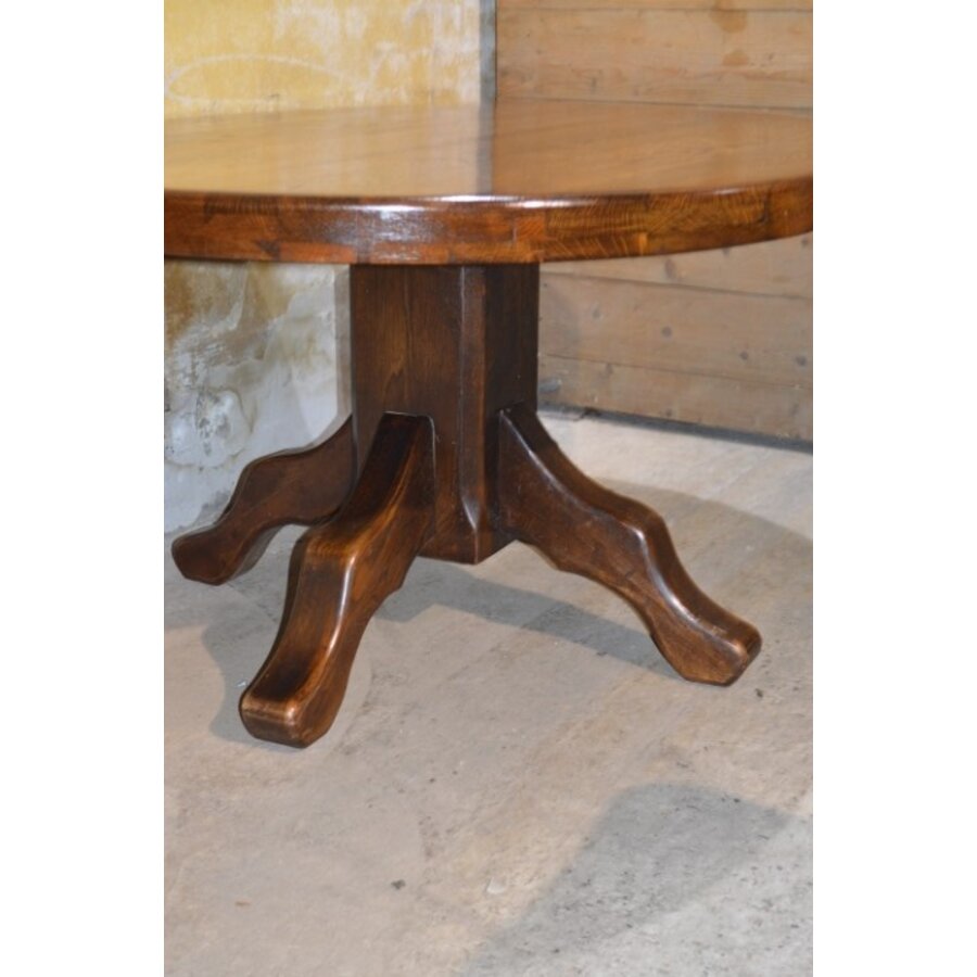 Donkere massief eiken ovale eettafel-4