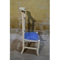 thumb-Vintage wit-blauw bidstoeltje-3