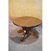 thumb-Oude ronde uitschuifbare massief donker eiken eettafel-1
