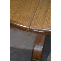 thumb-Oude ronde uitschuifbare massief donker eiken eettafel-2