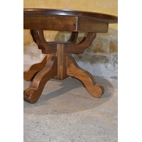 thumb-Oude ronde uitschuifbare massief donker eiken eettafel-3