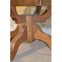 thumb-Oude ronde uitschuifbare massief donker eiken eettafel-4
