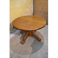 thumb-Oude ronde uitschuifbare massief donker eiken eettafel-5