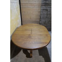 thumb-Oude ronde uitschuifbare massief donker eiken eettafel-6