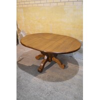 thumb-Oude ronde uitschuifbare massief donker eiken eettafel-7