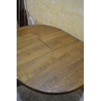 thumb-Oude ronde uitschuifbare massief donker eiken eettafel-9