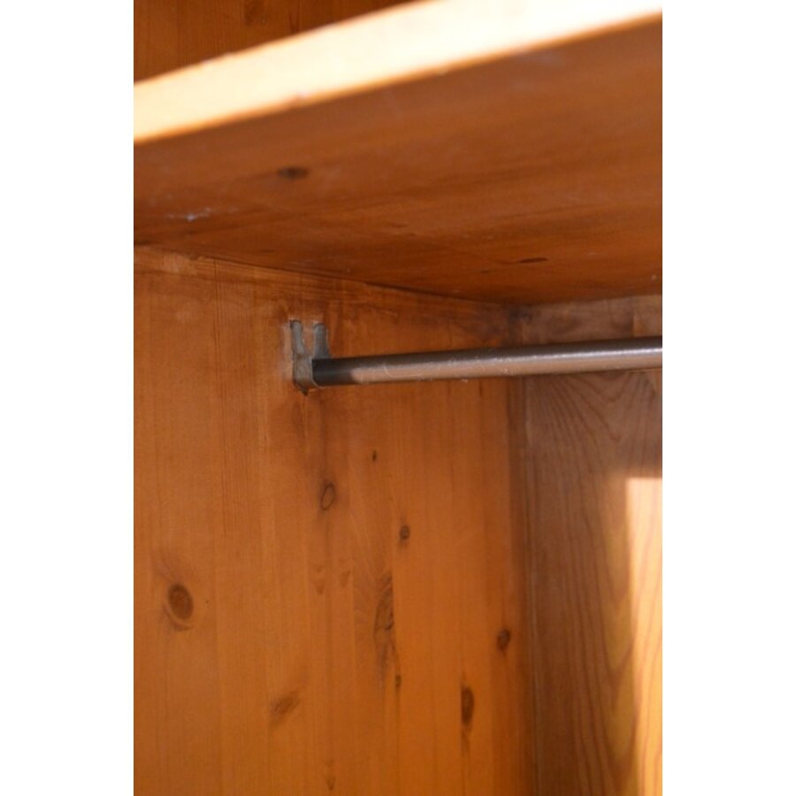 Vintage vurenhouten garderobekast met lade-3