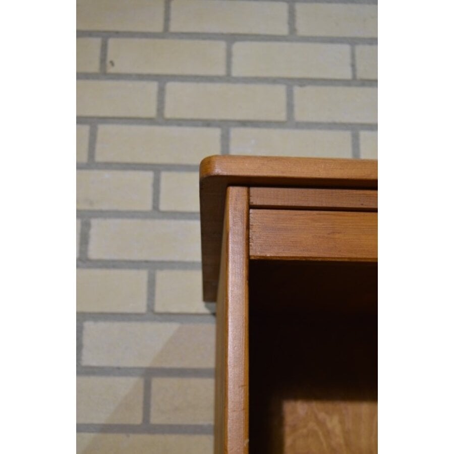 Vintage vurenhouten garderobekast met lade-5