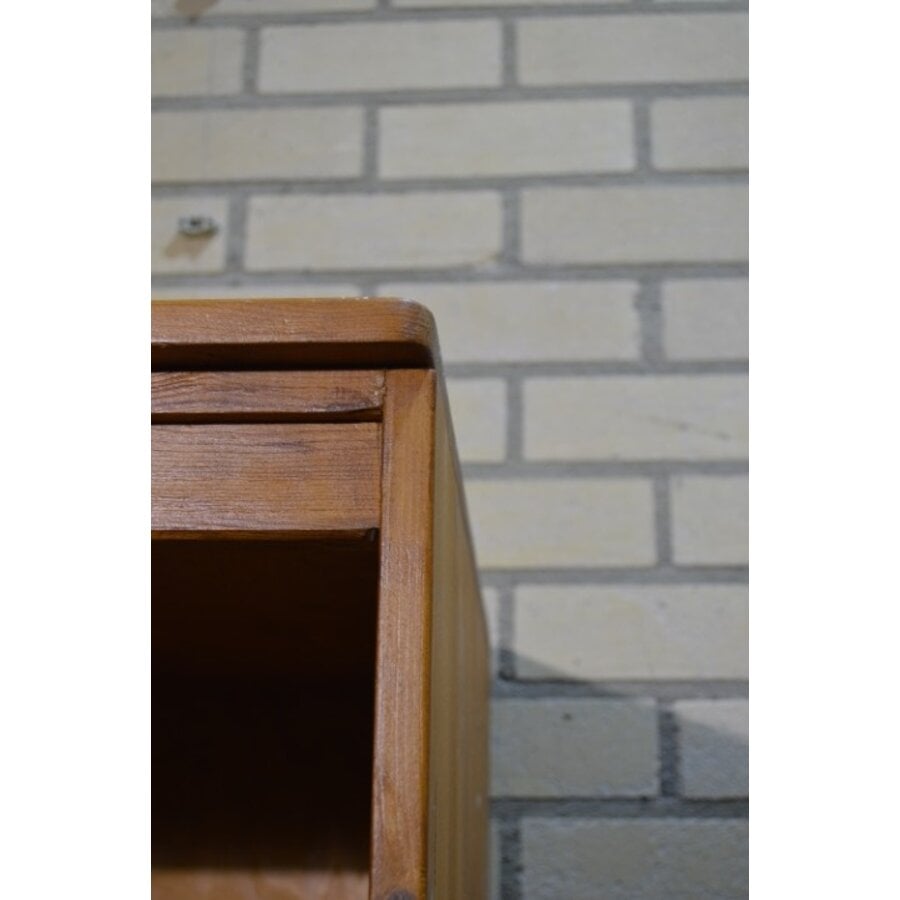 Vintage vurenhouten garderobekast met lade-6
