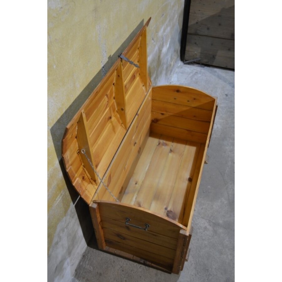 Vintage grenen houten dekenkist met klep-2