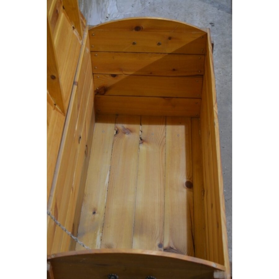 Vintage grenen houten dekenkist met klep-3