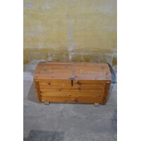 thumb-Vintage grenen houten dekenkist met klep-1