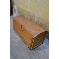 thumb-Vintage grenen houten dekenkist met klep-4