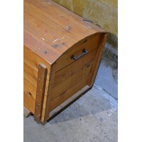 thumb-Vintage grenen houten dekenkist met klep-5