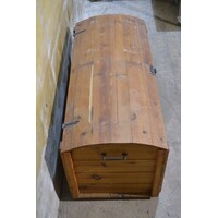 thumb-Vintage grenen houten dekenkist met klep-8
