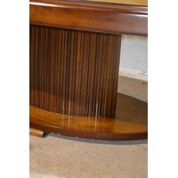 thumb-Vintage ovale salontafel met wortelnoten fineer-2