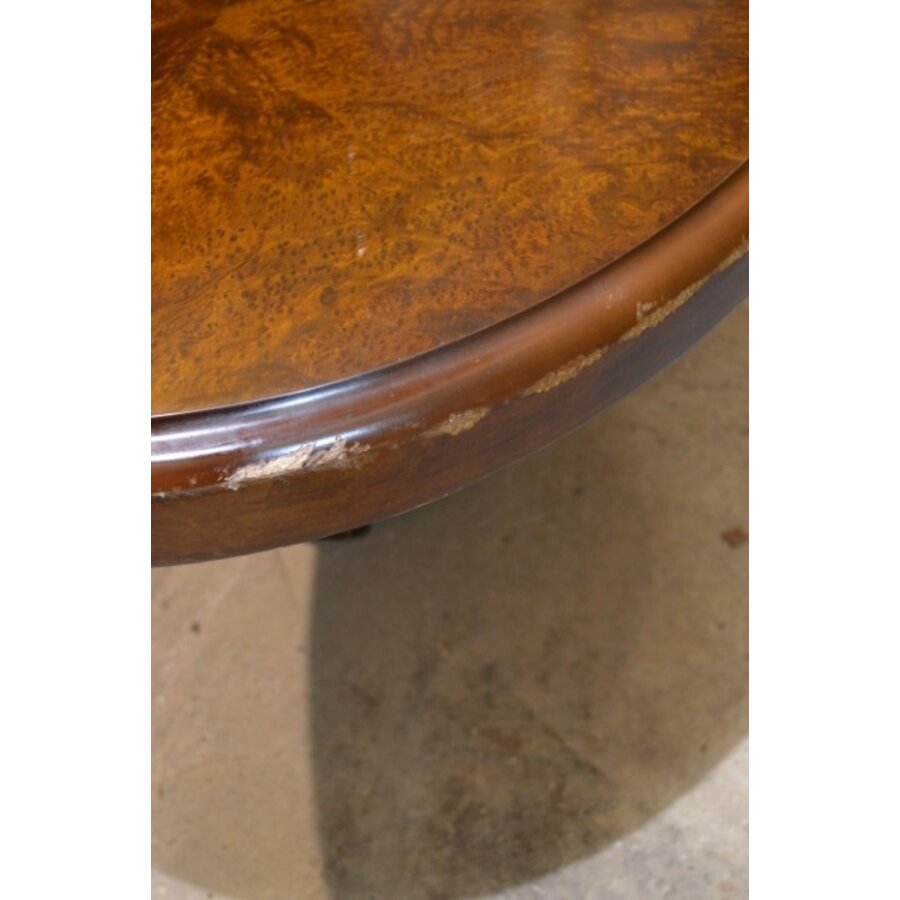 Vintage ovale salontafel met wortelnoten fineer-4