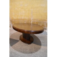 thumb-Vintage ovale salontafel met wortelnoten fineer-7
