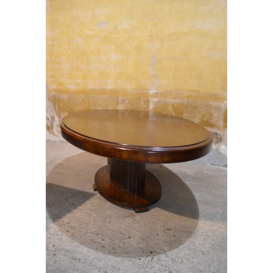 Vintage ovale salontafel met wortelnoten fineer-7