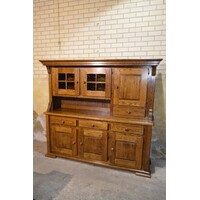 thumb-Donker eiken buffetkast met vitrinedeuren-1