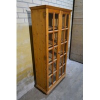thumb-Massief grenen vitrinekast met glazen deuren-2