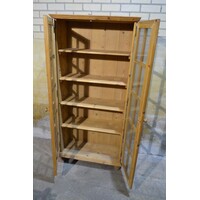 thumb-Massief grenen vitrinekast met glazen deuren-6