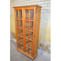 thumb-Massief grenen vitrinekast met glazen deuren-8