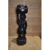 thumb-Massief teakhouten Afrikaans vrouwbeeld-3