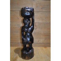 thumb-Massief teakhouten Afrikaans vrouwbeeld-1