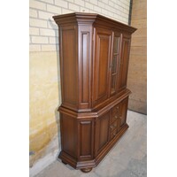 thumb-Donker gepatineerde eiken buffetkast met vitrine-2