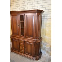 thumb-Donker gepatineerde eiken buffetkast met vitrine-3