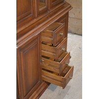 thumb-Donker gepatineerde eiken buffetkast met vitrine-5