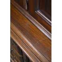 thumb-Donker gepatineerde eiken buffetkast met vitrine-6