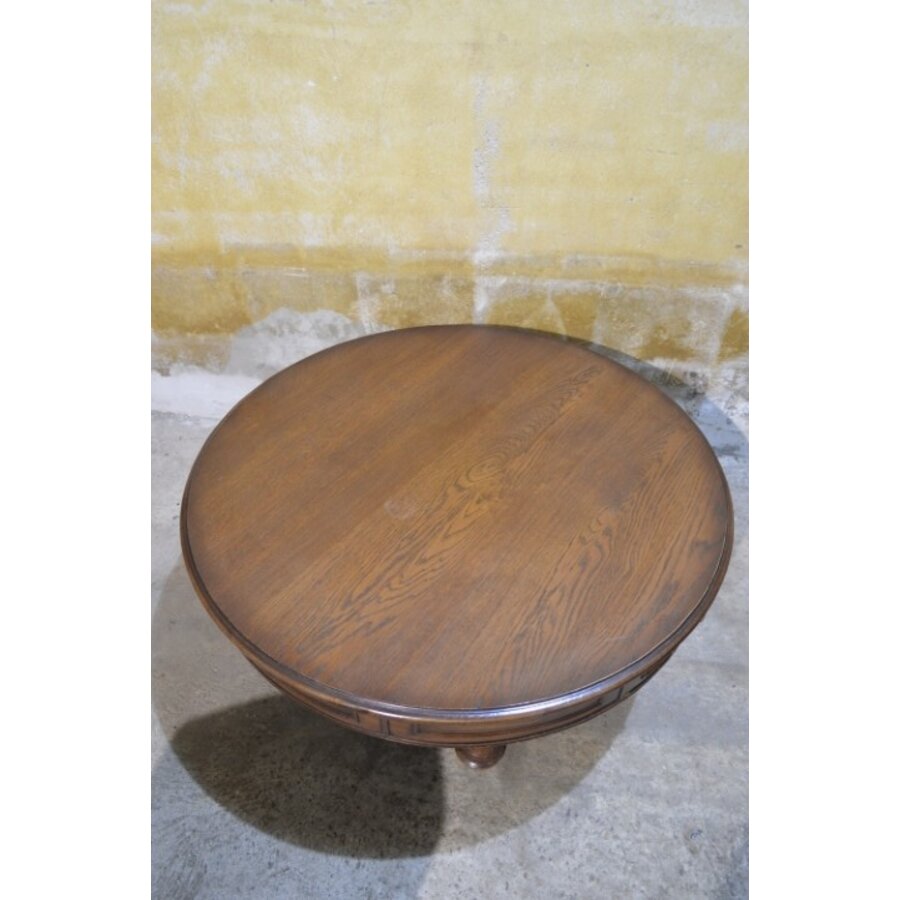 Ronde eiken salontafel met 2 lades-5