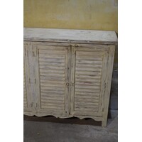thumb-Brocante teakhouten dressoir met lamellendeuren en ruime vakken-3