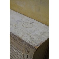 thumb-Brocante teakhouten dressoir met lamellendeuren en ruime vakken-5