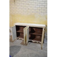 thumb-Brocante teakhouten dressoir met lamellendeuren en ruime vakken-6