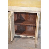 thumb-Brocante teakhouten dressoir met lamellendeuren en ruime vakken-7