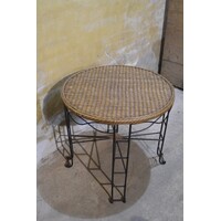 thumb-Ronde salon- / bijzettafel van metaal en rotan-5