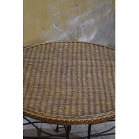 thumb-Ronde salon- / bijzettafel van metaal en rotan-6