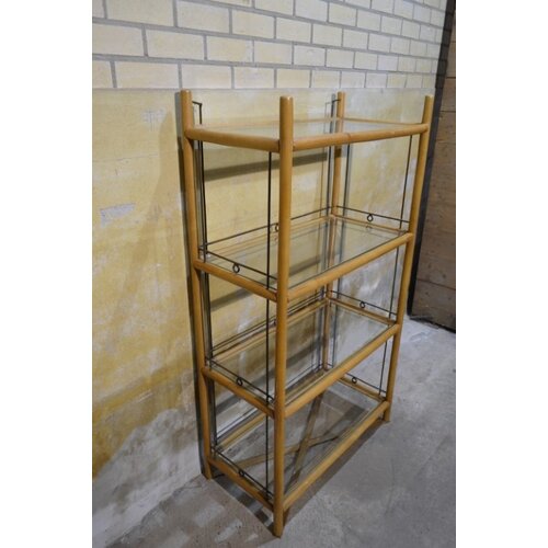 Vintage schappenkast bamboe 