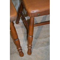thumb-Set van 4 vintage eiken keukenstoelen met bruin leer-10